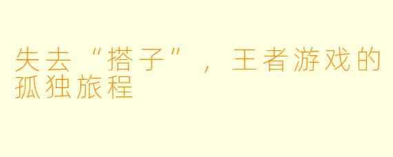 失去“搭子”，王者游戏的孤独旅程