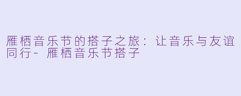 雁栖音乐节的搭子之旅：让音乐与友谊同行-雁栖音乐节搭子