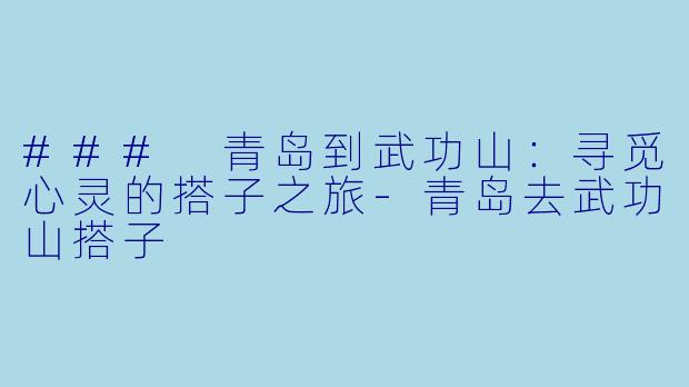 ### 青岛到武功山：寻觅心灵的搭子之旅-青岛去武功山搭子