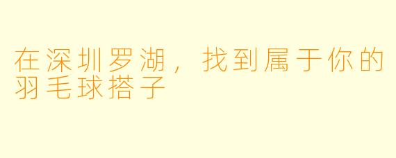 在深圳罗湖，找到属于你的羽毛球搭子