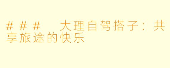 ### 大理自驾搭子：共享旅途的快乐