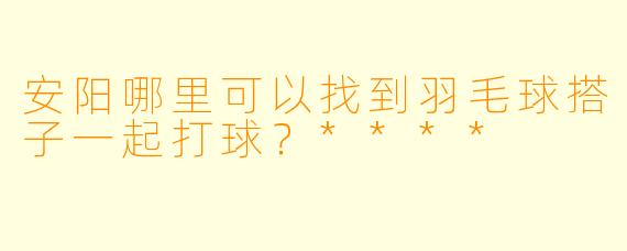 安阳哪里可以找到羽毛球搭子一起打球？****