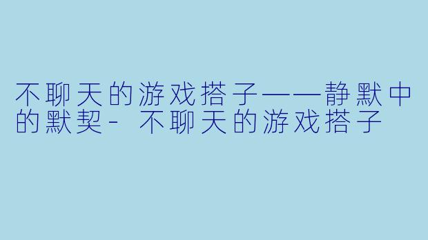 不聊天的游戏搭子——静默中的默契-不聊天的游戏搭子