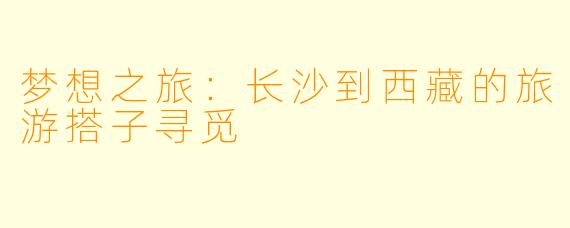 梦想之旅：长沙到西藏的旅游搭子寻觅