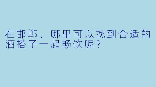 在邯郸，哪里可以找到合适的酒搭子一起畅饮呢？