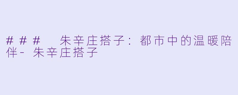 ### 朱辛庄搭子：都市中的温暖陪伴-朱辛庄搭子