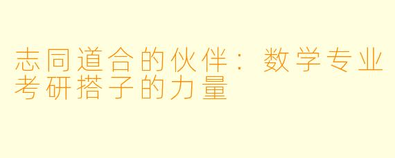志同道合的伙伴:数学专业考研搭子的力量