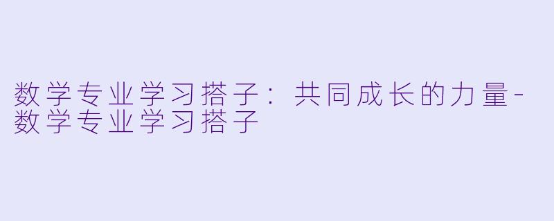 数学专业学习搭子：共同成长的力量-数学专业学习搭子