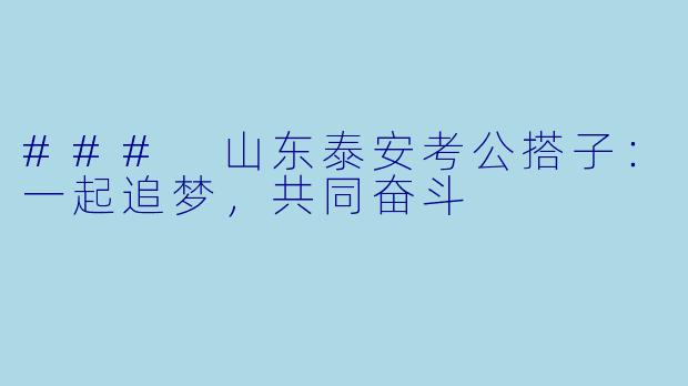 ### 山东泰安考公搭子：一起追梦，共同奋斗