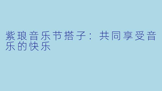 紫琅音乐节搭子:共同享受音乐的快乐