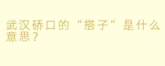 武汉硚口的“搭子”是什么意思？