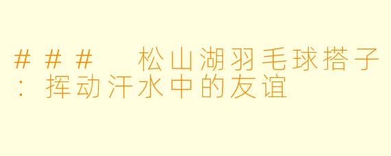 ### 松山湖羽毛球搭子：挥动汗水中的友谊