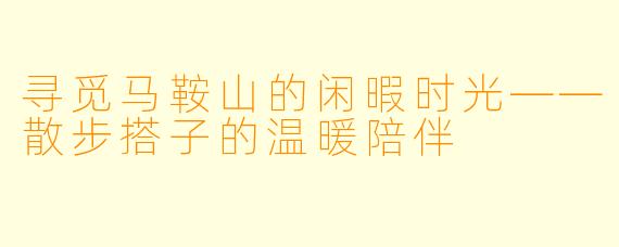 寻觅马鞍山的闲暇时光——散步搭子的温暖陪伴