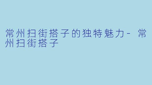 常州扫街搭子的独特魅力-常州扫街搭子