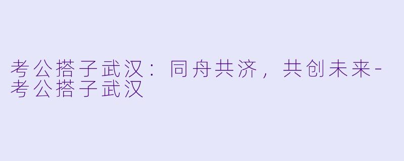 考公搭子武汉：同舟共济，共创未来-考公搭子武汉