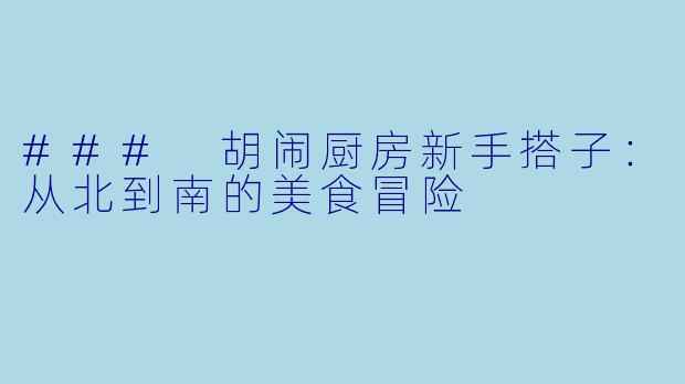 ### 胡闹厨房新手搭子：从北到南的美食冒险
