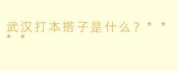 武汉打本搭子是什么？****