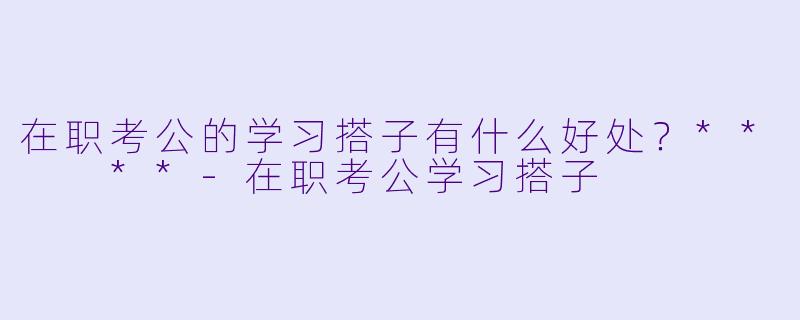 在职考公的学习搭子有什么好处？**  **