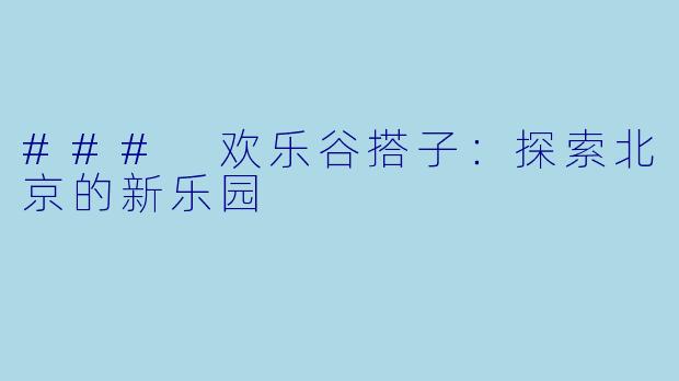### 欢乐谷搭子：探索北京的新乐园