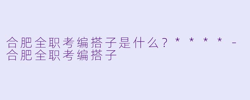 合肥全职考编搭子是什么?****