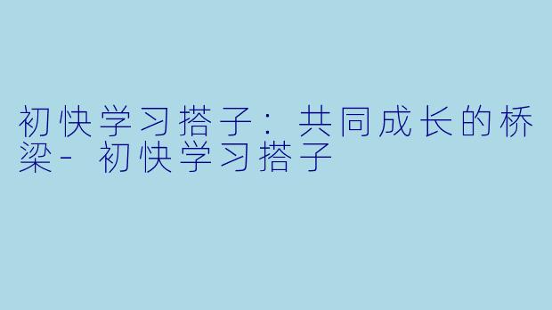 初快学习搭子：共同成长的桥梁-初快学习搭子