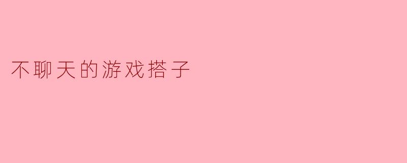 不聊天的游戏搭子