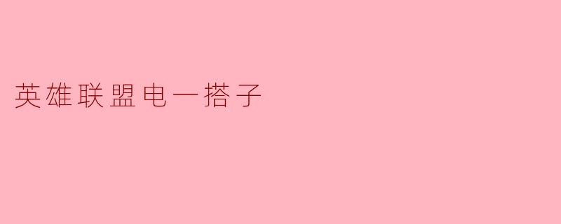 英雄联盟电一搭子