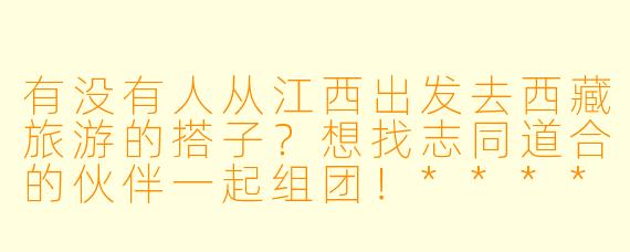 有没有人从江西出发去西藏旅游的搭子？想找志同道合的伙伴一起组团！****