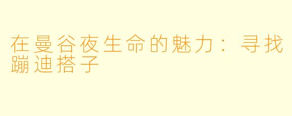 在曼谷夜生命的魅力：寻找蹦迪搭子