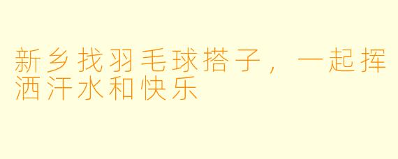 新乡找羽毛球搭子，一起挥洒汗水和快乐
