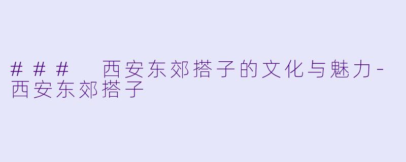 ### 西安东郊搭子的文化与魅力-西安东郊搭子