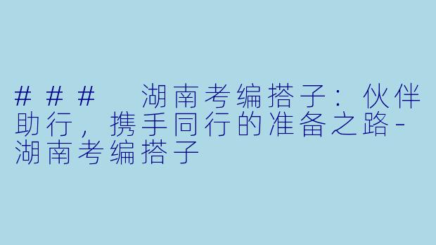 ### 湖南考编搭子：伙伴助行，携手同行的准备之路-湖南考编搭子