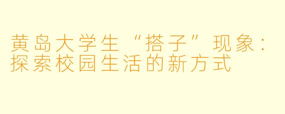 黄岛大学生“搭子”现象：探索校园生活的新方式