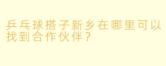 乒乓球搭子新乡在哪里可以找到合作伙伴？