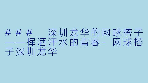 ### 深圳龙华的网球搭子——挥洒汗水的青春-网球搭子深圳龙华