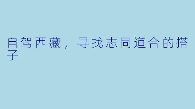 自驾西藏，寻找志同道合的搭子