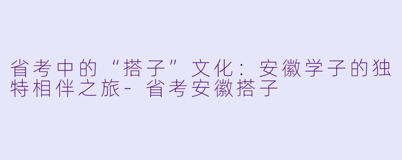 省考中的“搭子”文化：安徽学子的独特相伴之旅-省考安徽搭子