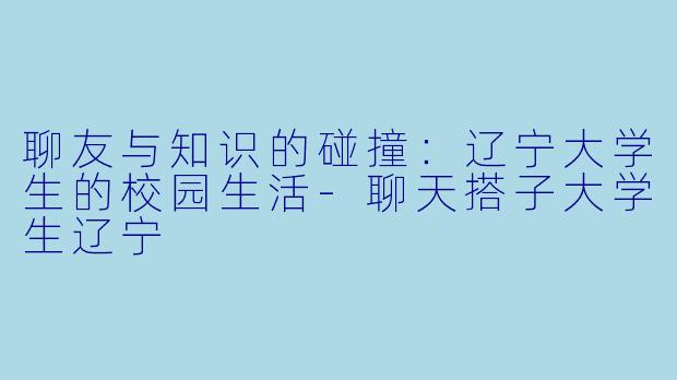 聊友与知识的碰撞：辽宁大学生的校园生活-聊天搭子大学生辽宁