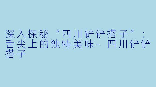 深入探秘“四川铲铲搭子”：舌尖上的独特美味-四川铲铲搭子