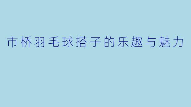 市桥羽毛球搭子的乐趣与魅力