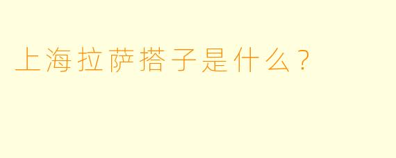 上海拉萨搭子是什么？