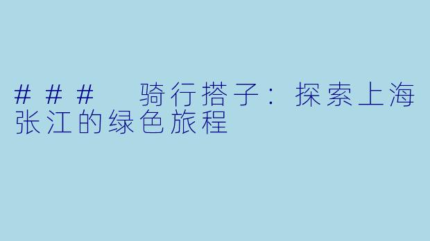### 骑行搭子：探索上海张江的绿色旅程