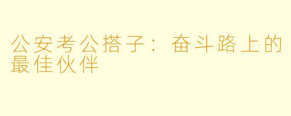 公安考公搭子：奋斗路上的最佳伙伴