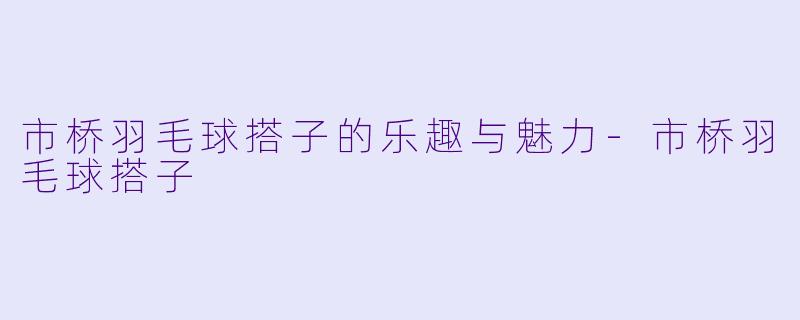 市桥羽毛球搭子的乐趣与魅力-市桥羽毛球搭子