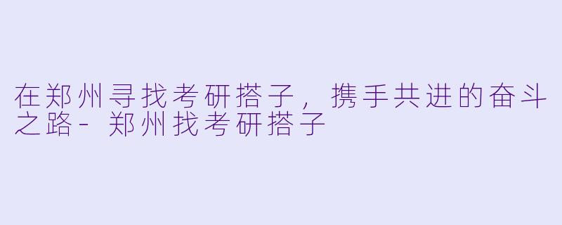 在郑州寻找考研搭子，携手共进的奋斗之路-郑州找考研搭子
