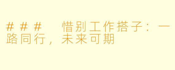 ### 惜别工作搭子：一路同行，未来可期