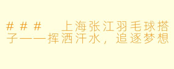 ### 上海张江羽毛球搭子——挥洒汗水,追逐梦想