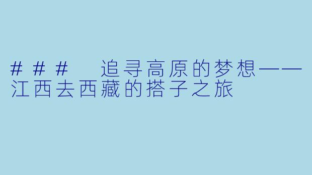 ### 追寻高原的梦想——江西去西藏的搭子之旅