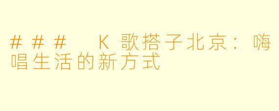 ### K歌搭子北京：嗨唱生活的新方式