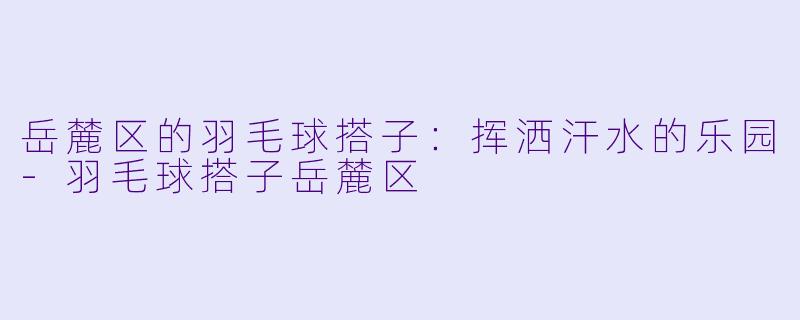岳麓区的羽毛球搭子：挥洒汗水的乐园-羽毛球搭子岳麓区
